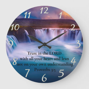 Relógio Grande Proverbs 3:5 Oração Dourada à fé cristã