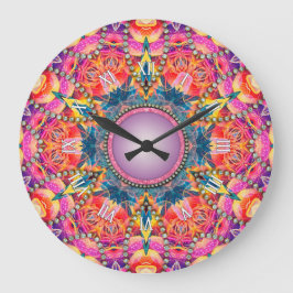 Relógio Grande Psicodélico Groovy Rosa Amor Glam Mandala