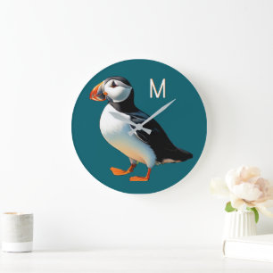 Relógio Grande Puffin-do-Atlântico Vida Selvagem Costeira Monogra