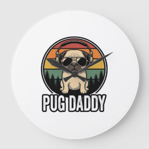 Relógio Grande Pug Daddy Vintage Sunset Designação de Camisa de C