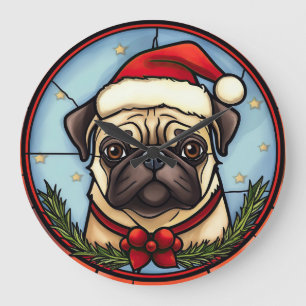 Relógio Grande Pug STítulo Natal