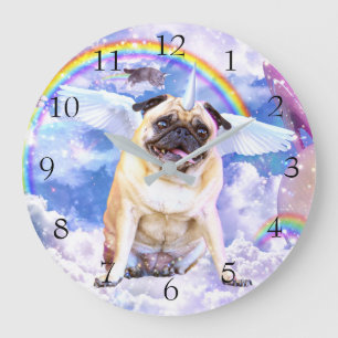 Relógio Grande Pug unicorn - Pugicorn bonito