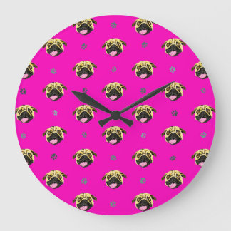 Relógio Grande Pug Wall Clock - Choque Rosa