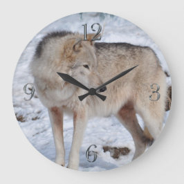 Relógio Grande Pulso de disparo ártico branco da arte do lobo e