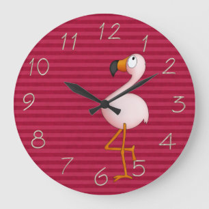 Relógio Grande Pulso de disparo cor-de-rosa lunático do flamingo