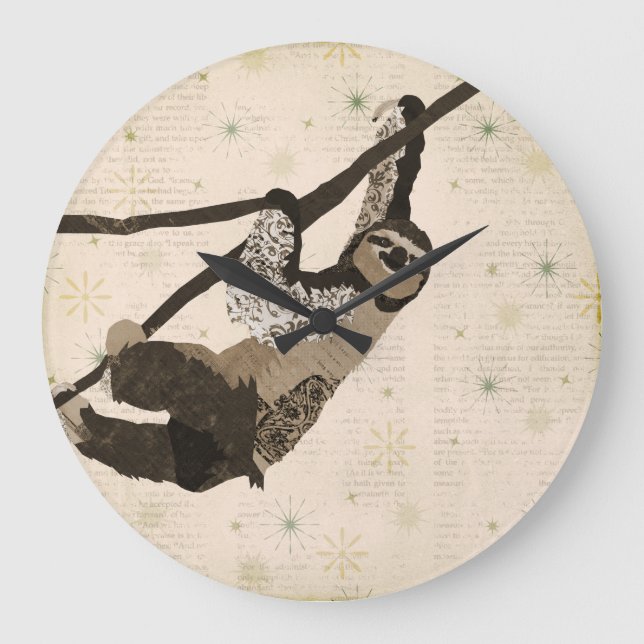 Relógio Grande Pulso de disparo da preguiça do café & do creme do (Frente)