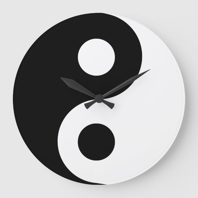 Relógio Grande Pulso de disparo de parede branco de Yin Yang (Frente)