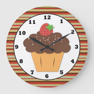Relógio Grande Pulso de disparo de parede doce do cupcake do