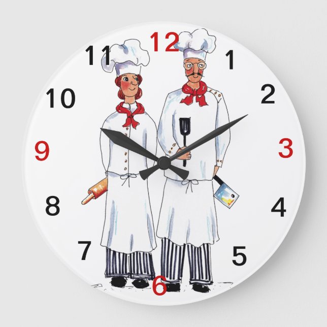 Relógio Grande Pulso de disparo de parede dos cozinheiros chefe (Frente)