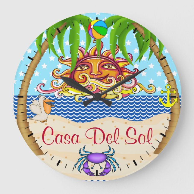 Relógio Grande Pulso de disparo de parede novo do oceano de Sun (Frente)