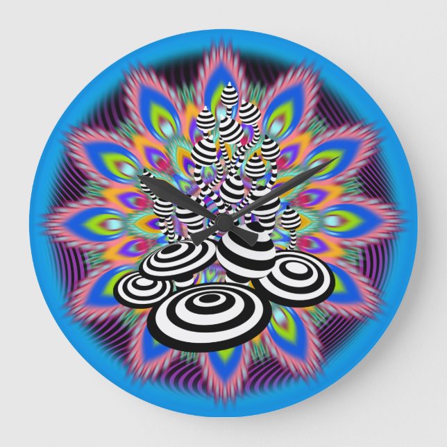 Relógio Grande Pulso de disparo de parede psicadélico do design (Frente)