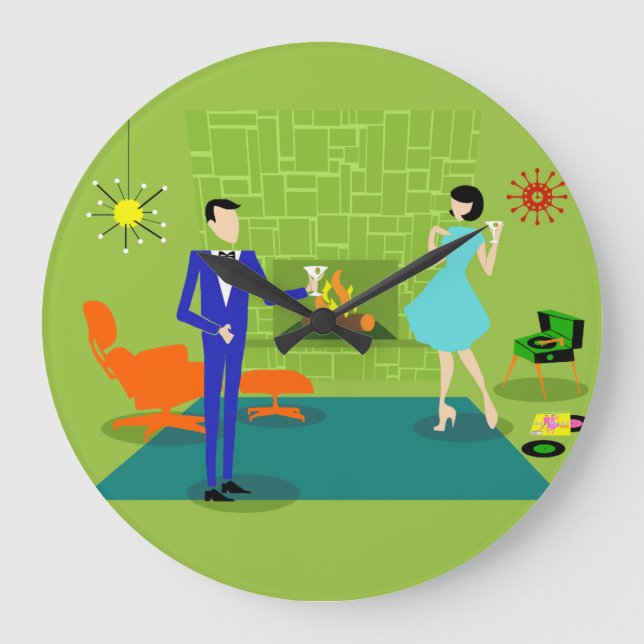 Relógio Grande Pulso de disparo de parede redondo do casal (Frente)