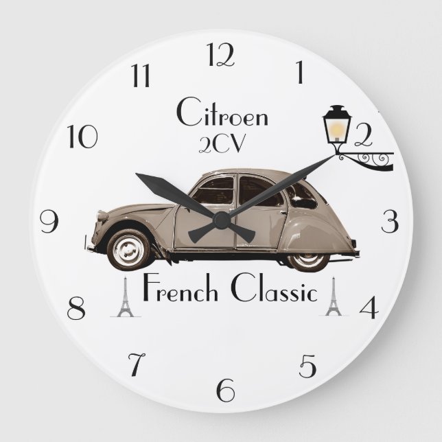 Relógio Grande Pulso de disparo de parede retro de Citroen 2CV (Frente)