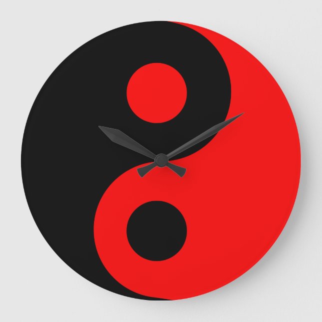 Relógio Grande Pulso de disparo de parede vermelho de Yin Yang (Frente)
