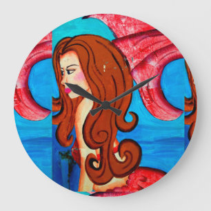 Relógio Grande pulso de disparo redheaded da sereia