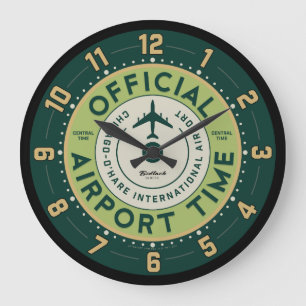 Relógio Grande Pulso de disparo retro do aeroporto de O'Hare