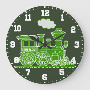 Relógio Grande Pulso de disparo verde e branco do trem do nome