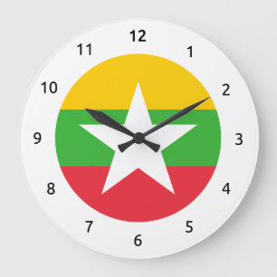 Relógio Grande Pulsos de disparo de parede Burmese da bandeira