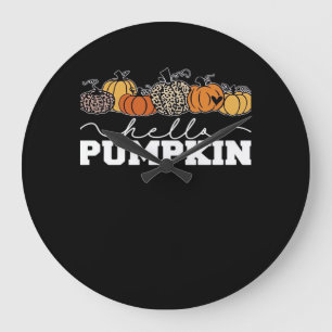 Relógio Grande Pumpkin Leopard Fall Women Fall Cute Autumn Season