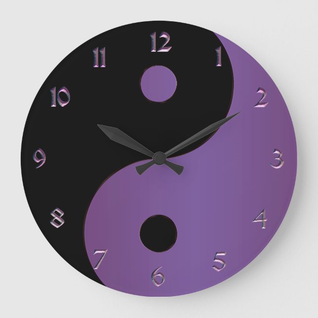 Relógio Grande Purple and Black Yin Yang Clock (Frente)