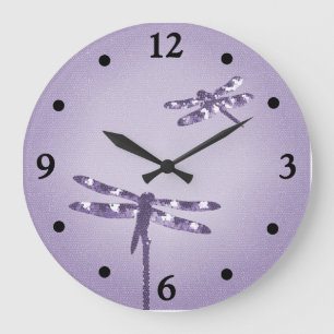 Relógio Grande Purple Dragonfly Clock