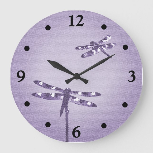 Relógio Grande Purple Dragonfly Clock (Frente)