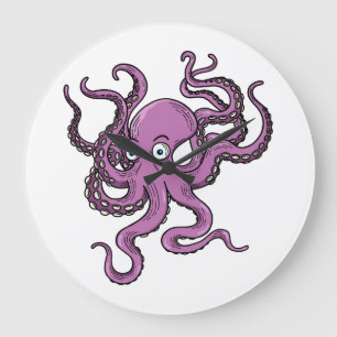 Relógio Grande Purple Octopus
