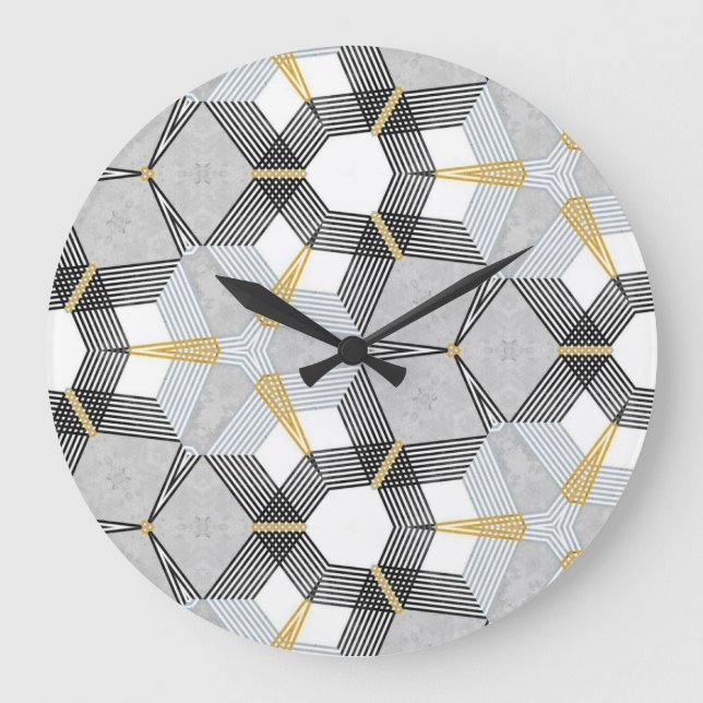 Relógio Grande Quadrado hexágono colorido: caleidoscópio geométri (Frente)