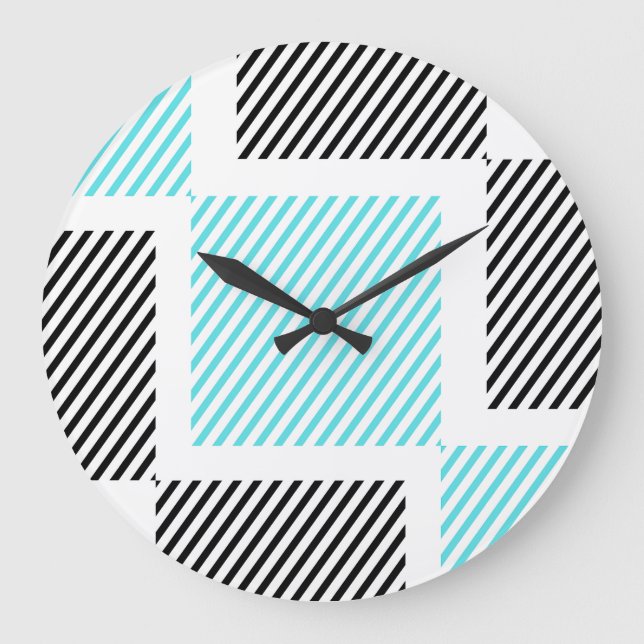 Relógio Grande Quadrados de Linha Azul Turquesa (Frente)