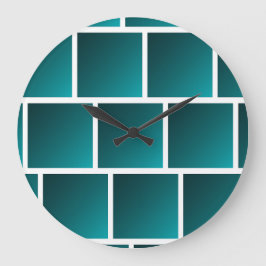 Relógio Grande Quadrados de Teal Gradiente
