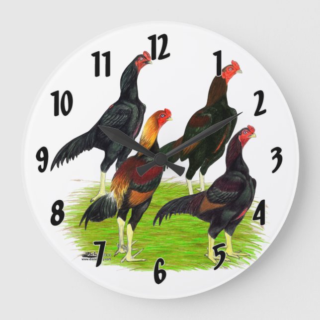 Relógio Grande Quarteto de Aves de Briga Orientais (Frente)