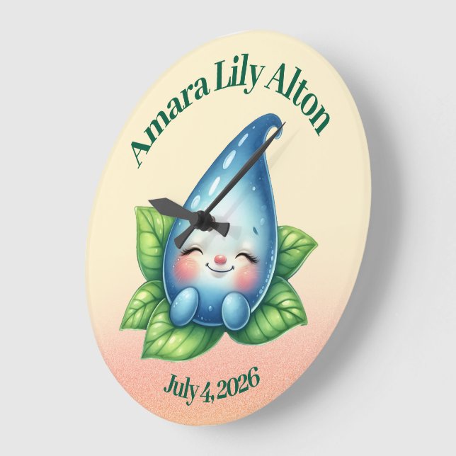 Relógio Grande Quarto de Bebê Adormecido Gostoso com Gota de Orva (Ângulo)