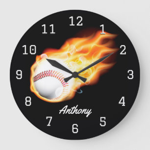 Relógio Grande Quarto de Menino Personalizado de Beisebol