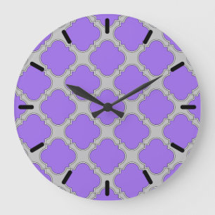 Relógio Grande Quatrefoil, roxo e cinza