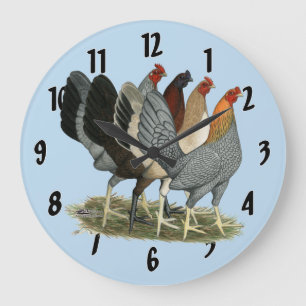 Relógio Grande Quatro galinhas de Gamefowl