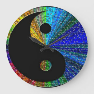 Relógio Grande Quebra-cabeça colorido de Yin e de Yang