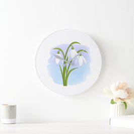 Relógio Grande Quedas de Neve - Flores de Mola em Aquarela