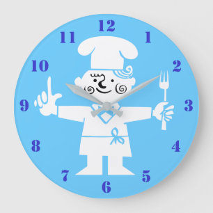 RELÓGIO GRANDE QUIRKY RETRO CHEF WITH BLUE NUMBERS