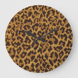 Relógio Grande RAB Rockabilly Leopard Imprime Brown Dourado