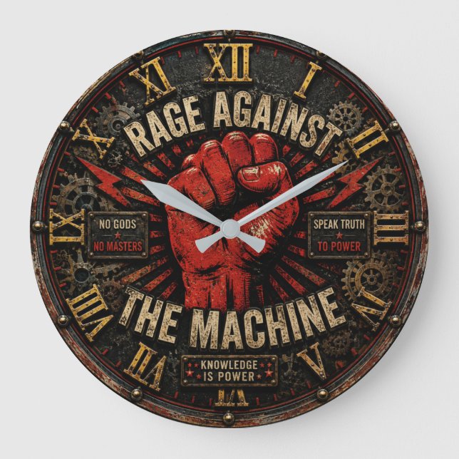 Relógio Grande Rage Against the Machine Protest Art  (Frente)
