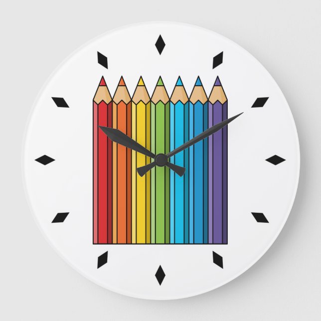 Relógio Grande Rainbow Coloring Pencils (Frente)