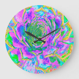 Relógio Grande Rainbow Colors Fiesta Succulent Sedum Rosette
