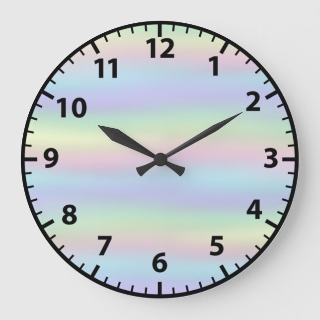 Relógio Grande Rainbow Faux Holographic Girly Wall Clock (Frente)
