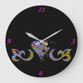 Relógio Grande Rainbow Heart Lily e Butterfly