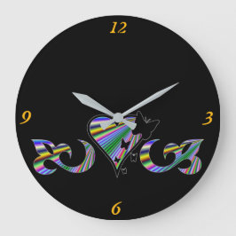 Relógio Grande Rainbow Heart Lily e Butterfly