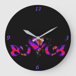 Relógio Grande Rainbow Heart Lily e Butterfly