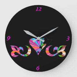 Relógio Grande Rainbow Heart Lily e Butterfly