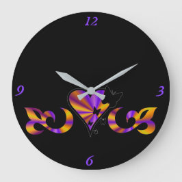 Relógio Grande Rainbow Heart Lily e Butterfly