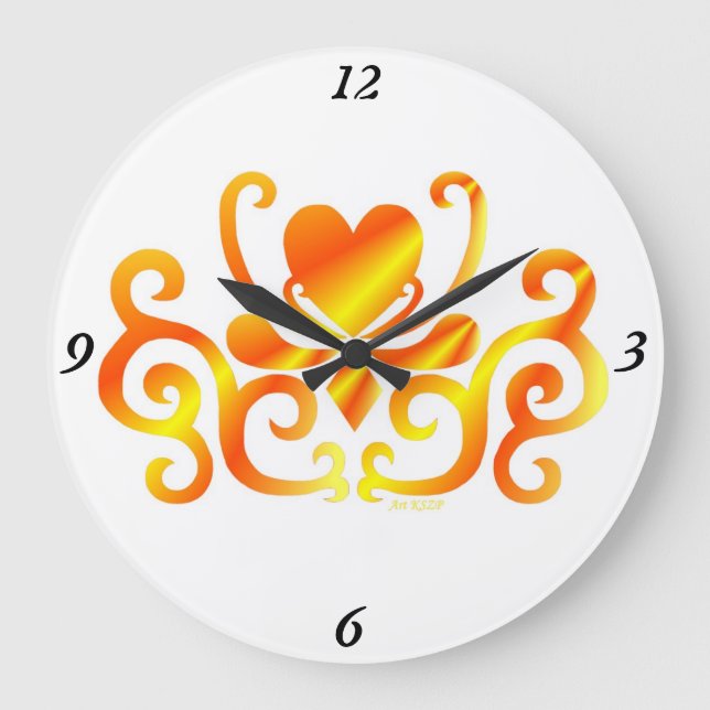 Relógio Grande Rainbow Lily e Heart (Frente)