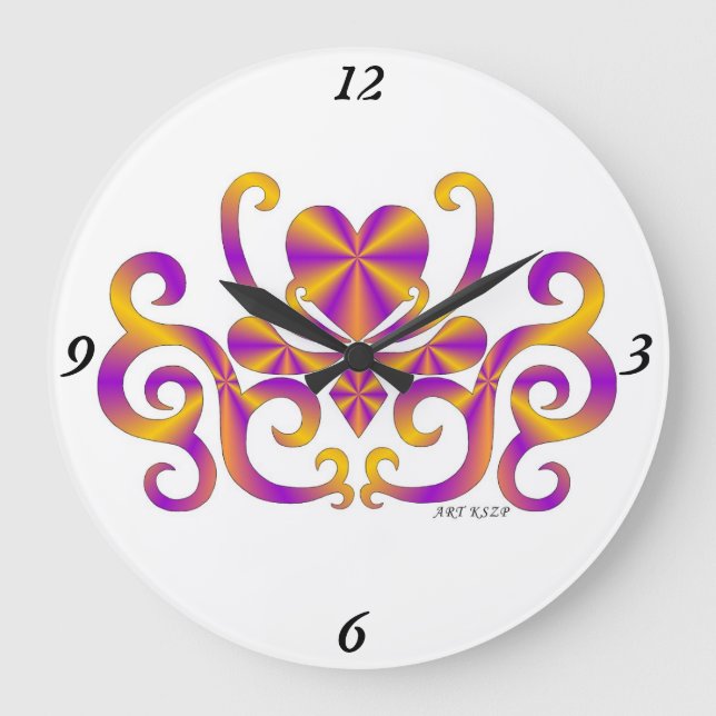 Relógio Grande Rainbow Lily e Heart (Frente)